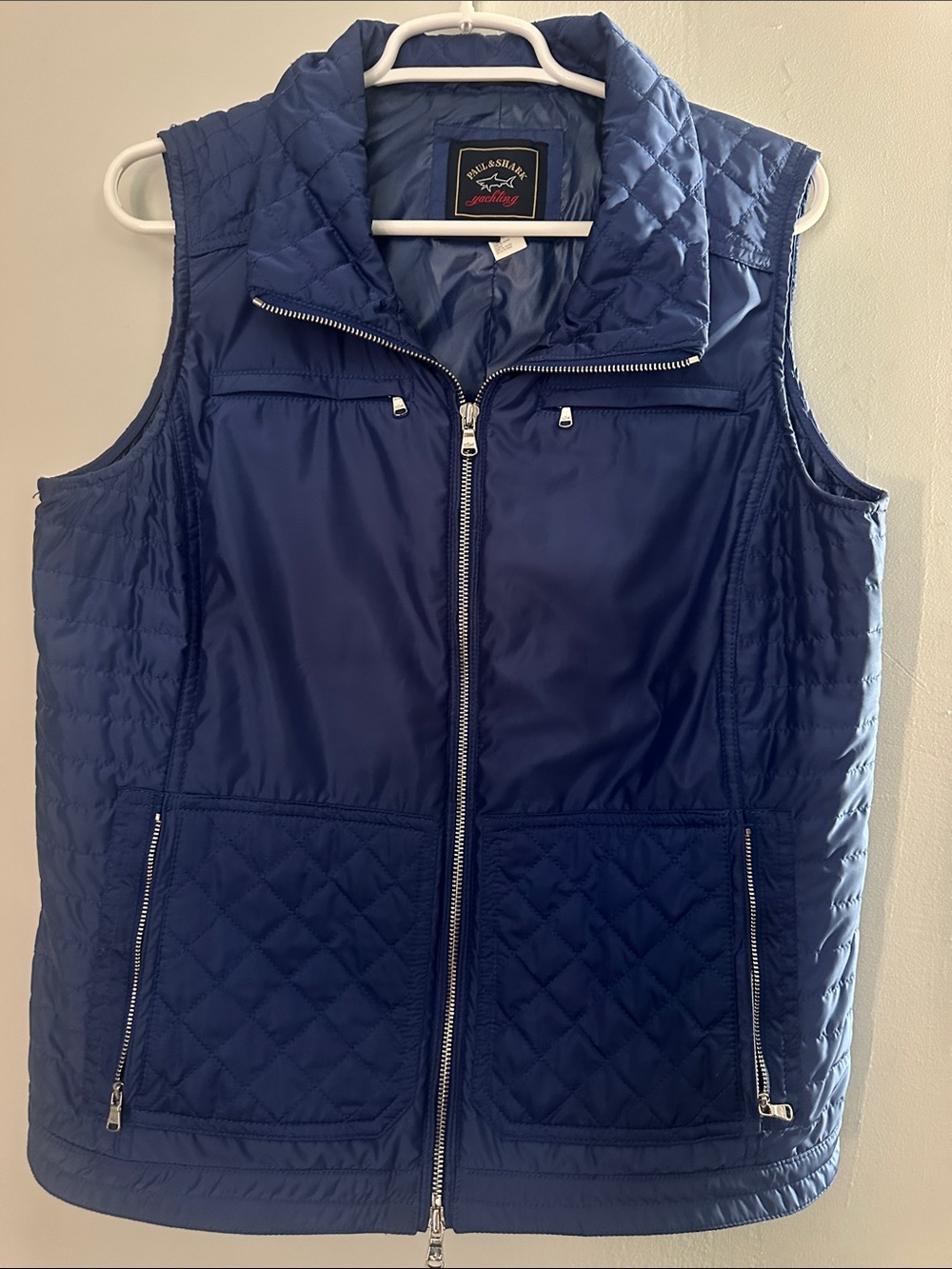 Paul & Shark Quilted Navy Blue Zip-Front Vest